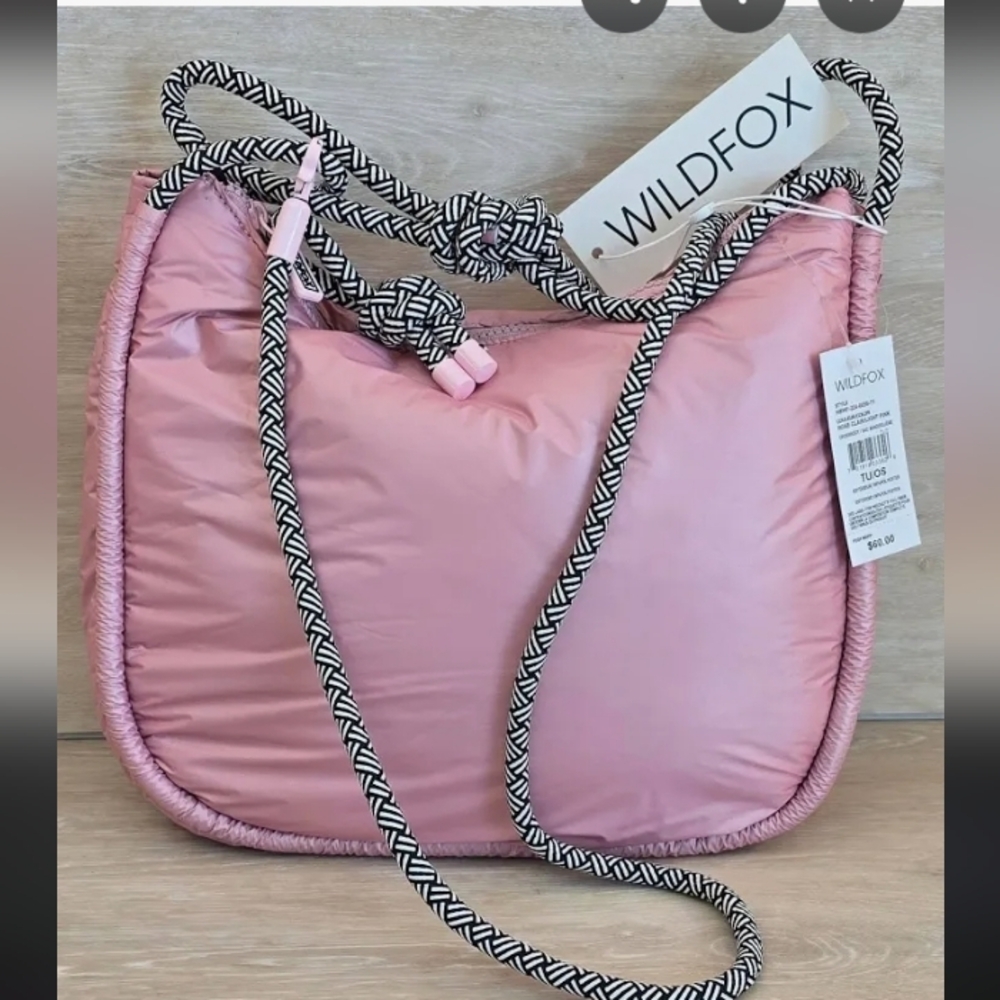 Wildfox Light Pink Shoulder Bag with Patterned Strap